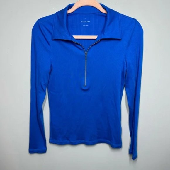 Everlane The Super-Soft Zip Polo Lapis Blue - Picture 3 of 5